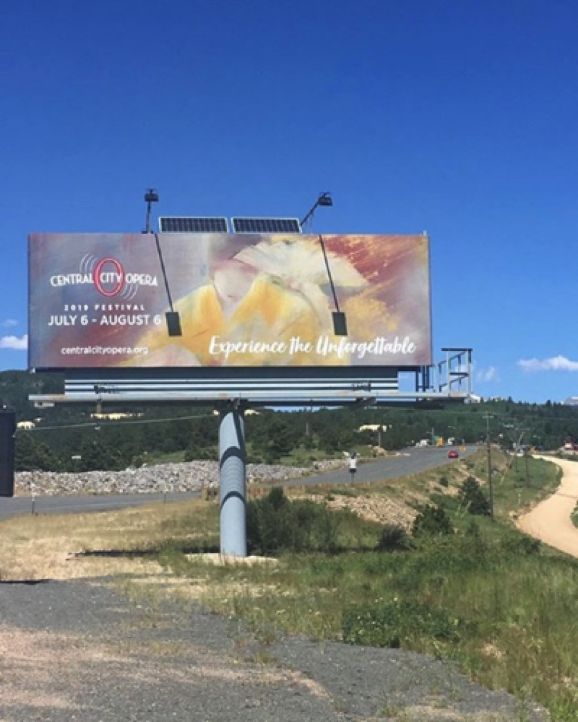 Central City Opera Billboard in the Rocky Mountains 
Featuring Gregg Chadwick's Artwork for Madama Butterfly